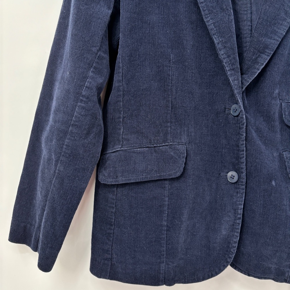 Vintage Corduroy Blazer Women Navy Blue Jacket Preppy Academia Classic Japan - Picture 6 of 15